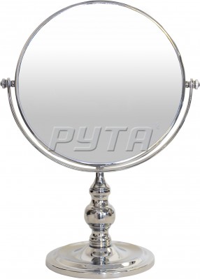211526 Зеркало круглое двустороннее на декоративной ножке,  круглая подставка, хромир. оправа(d-203 mm)