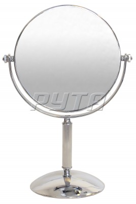 211528 Зеркало круглое двустороннее на серебристой ножке, круглая подставка, хромир. оправа(d-152 mm)