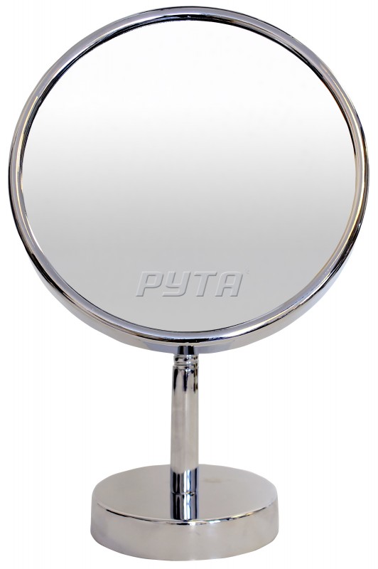 211525 Зеркало круглое на серебристой гибкой ножке,круглая подставка,хромир. оправа(d-203 mm)