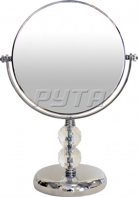 211530 Зеркало круглое двустороннее на декоративной ножке,  круглая подставка, хромир. оправа(d-177 mm)