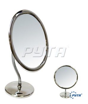 211509 Зеркало круглое на гибкой подставке с 5-ти кратным увеличением/большое (d-230/h-280мм) в пластиковой оправе серебристое