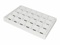 411118 Дисплей для 24 пар серег/наклонные выним. вкладыши с окошком для бирки/гориз.язычки/прорезь для нитки