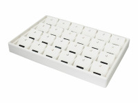 416208 Дисплей с округлыми краями для 24 пар серег-подвесок/наклон.выним.вкладыши/крючок и прорези/с окошком для бирки/прорезь для нитки